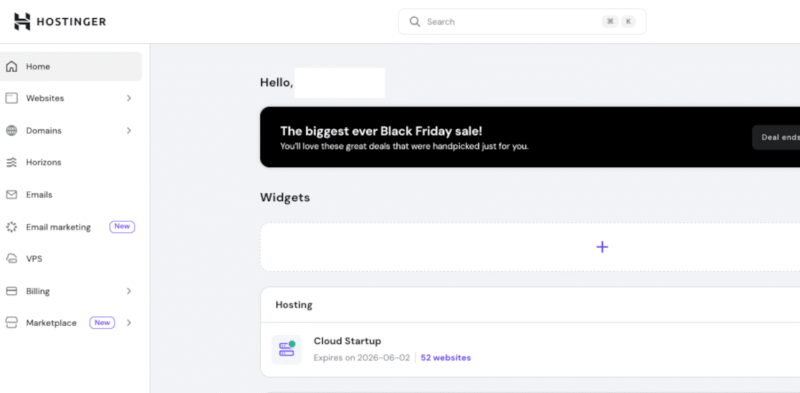 Hostinger Dashboard