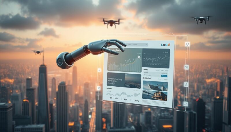 A high-tech, futuristic scene showcasing the power of automated content creation. In the foreground, a sleek, metallic robotic arm gracefully manipulates digital assets, assembling a dynamic web page layout. The middle ground features a holographic interface, displaying real-time analytics and optimization suggestions. In the background, a sprawling cityscape of towering skyscrapers and hovering drones serves as a backdrop, hinting at the scale and efficiency of this automated marketing system. Soft, ambient lighting casts a warm glow, conveying a sense of productivity and innovation. The overall mood is one of cutting-edge technology, seamless automation, and the future of real estate marketing. A high-tech, futuristic scene showcasing the power of automated content creation. In the foreground, a sleek, metallic robotic arm gracefully manipulates digital assets, assembling a dynamic web page layout. The middle ground features a holographic interface, displaying real-time analytics and optimization suggestions. In the background, a sprawling cityscape of towering skyscrapers and hovering drones serves as a backdrop, hinting at the scale and efficiency of this automated marketing system. Soft, ambient lighting casts a warm glow, conveying a sense of productivity and innovation. The overall mood is one of cutting-edge technology, seamless automation, and the future of real estate marketing.